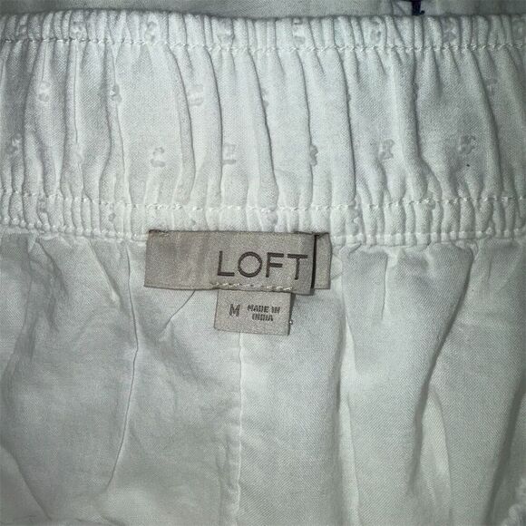 Loft Women's White Peasant Skirt M Knee Length Lace Accents - Picture 3 of 5
